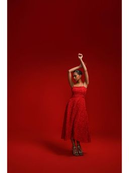 Label Iris - Red Lace Flare Dress