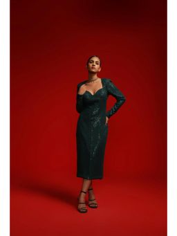 Label Iris - Emerald Sequin Corset Midi Dress