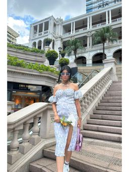 TheRealB - Secret Love Off White Puffed Sleeves Side Slid Dress