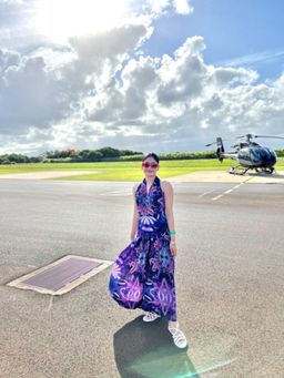 TheRealB - Sea Breeze Long Halter Blue Dress