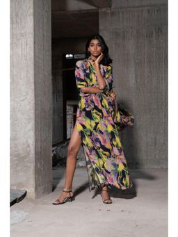 TheRealB - Wildflower Printed Maxi Dress With Slit