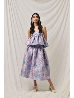 TheRealB - Lavender Floral Jacquard Skirt And Top Set