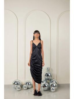 TheRealB - Gathered V Neck Midi Dress