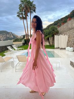 TheRealB - Pink Ruffled Midi Dress