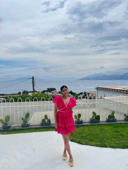 TheRealB - Gathered V-Neck Layered Dress