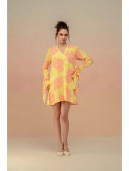 TheRealB - Yellow V Neck A Line Mini Dress