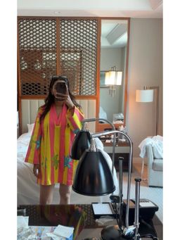 TheRealB - Yellow Printed Striped Cotton Dress