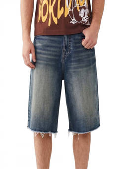 True Religion - Blue Loose Solid Shorts