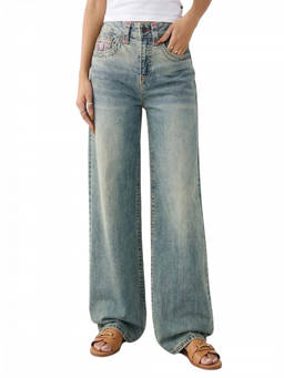 True Religion - Light Grey Mid Rise Baggy Jeans