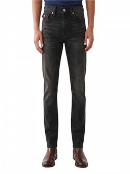 True Religion - Black Straight Mid Rise Jeans