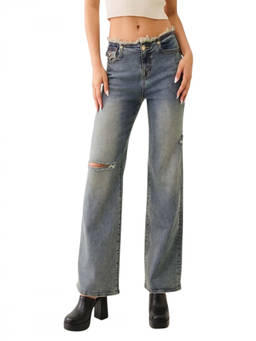 True Religion - Light Blue Low Rise Baggy Jeans