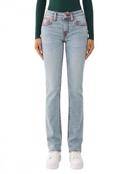 True Religion - Light Blue Mid Rise Straight Jeans