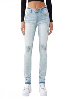 True Religion - Light Blue Mid Rise Straight Jeans