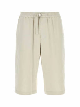 AMI Paris - White Paris Logo Plaque Belted Shorts