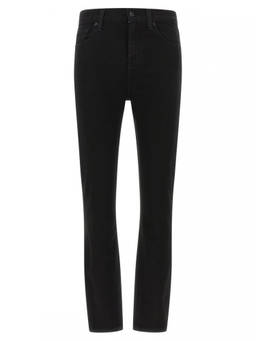 7 For All Mankind - Black Skinny Mid Rise Jeans