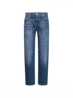 7 For All Mankind - Blue Straight High Rise Jeans