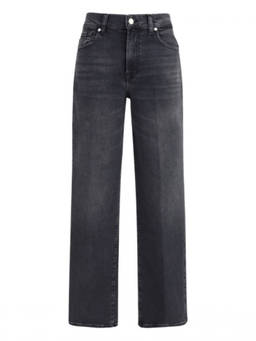 7 For All Mankind - Black Straight High Rise Jeans