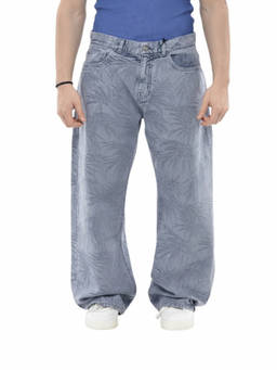 Palm Angels - Blue Jacquard Straight Jeans