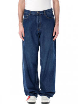 OFF-WHITE - Blue Mid Rise Loose Jeans