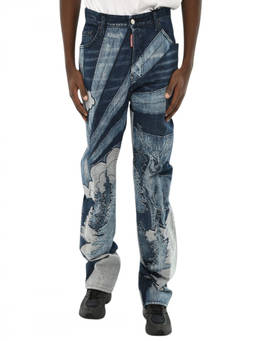 Dsquared2 - Blue Straight Graphic Jeans