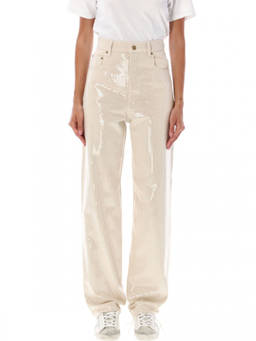 Golden Goose - Beige Kim Sequin Jeans