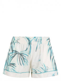 F.R.S For Restless Sleepers - White Printed drawstring cotton shorts