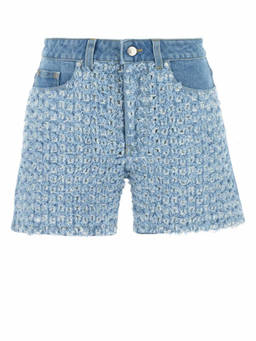 Stella McCartney - Blue Textured Denim Shorts