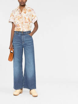 Chloe - Navy Blue Wide Leg Denim Jeans