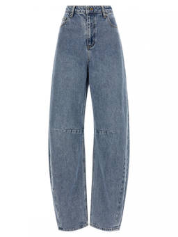 self-portrait - Blue Barrel Leg Jeans
