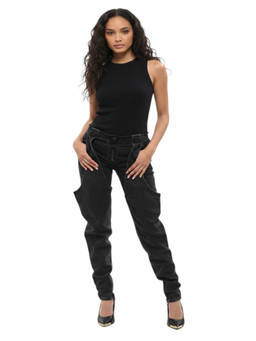 BALMAIN - Black Straight High Rise Jeans