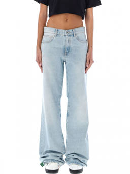 OFF-WHITE - Blue Loose Low Rise Jeans