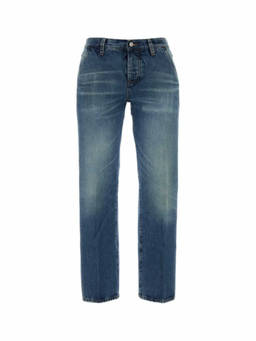 FRAME - Blue Straight High Rise Jeans