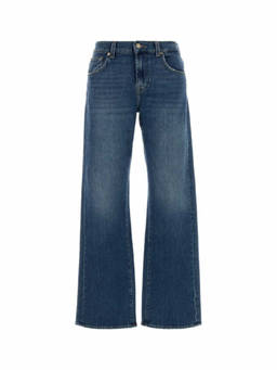 7 For All Mankind - Blue Straight Mid Rise Jeans