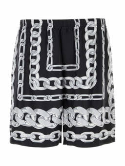 Versace - Black Medusa Chains Silk Shorts