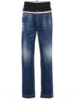 Dsquared2 - Blue Paint Splatter-Detail Washed Jeans