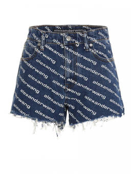 Alexander Wang - Navy Blue All-over Logo Shorts