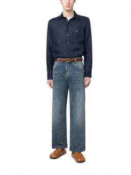 Etro - Blue Straight Solid Jeans