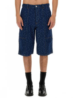 Maison Kitsune - Denim Printed Shorts