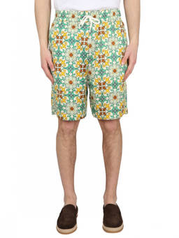 Drole De Monsieur - Light Green Printed Shorts