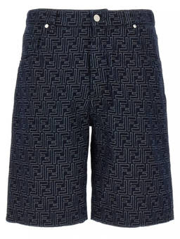 Fendi - Navy Blue Jeans Jacquard Shorts