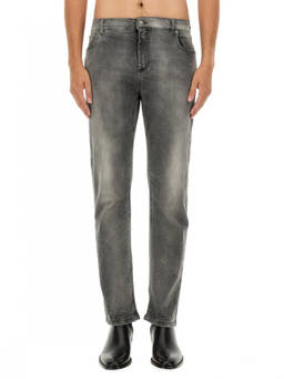BALMAIN - Grey Mid Rise Jeans
