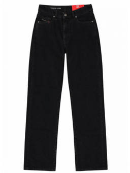 Diesel - Black Straight Mid Rise Jeans