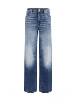 7 For All Mankind - Blue Straight Mid Rise Jeans