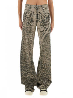 Rick Owens - Black Printed Relaxed Mid Rise Jeans