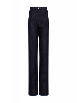 Victoria Beckham - Dark Blue Cropped High Waist Tapered Jeans