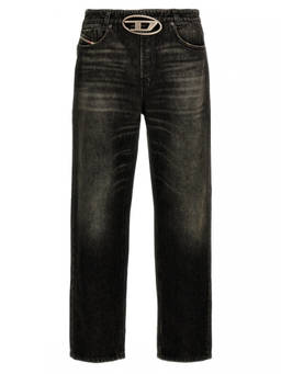 Diesel - Black Straight Mid Rise Jeans