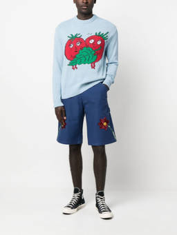 Sky High Farm Universe - Blue Embroidered Denim Shorts