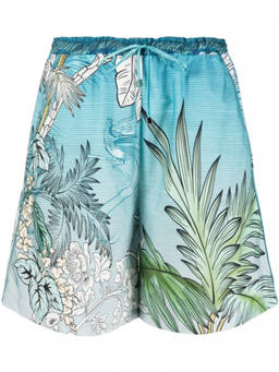 F.R.S For Restless Sleepers - Blue Printed Drawstring Cotton Shorts