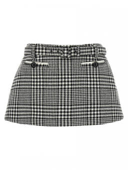 self-portrait - Black White Boucle Wool Skort