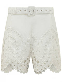 Rui - White Embroidered Shorts